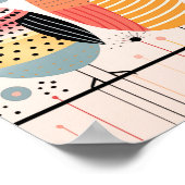 鳥のイラストレーション(ドットとストライプ) ポスター (角)