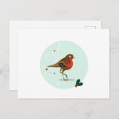 鳥のイラストレーション – 冬の色 ポストカード (正面/裏面)