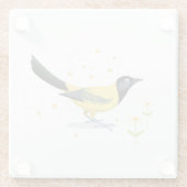 鳥のイラストレーション – 夏の色 ガラスコースター (裏面)