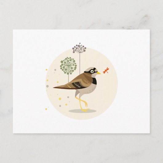 鳥のイラストレーション – 夏の色 ポストカード (正面)