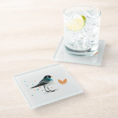 鳥のイラストレーション – 秋の色ガラスコースター ガラスコースター (アングル)