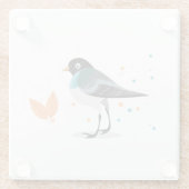 鳥のイラストレーション – 秋の色ガラスコースター ガラスコースター (裏面)