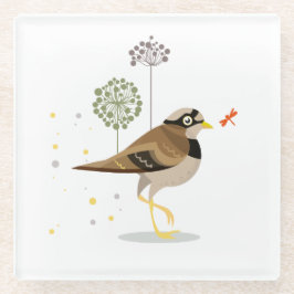 鳥のイラストレーション – 秋の色 ガラスコースター