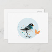 鳥のイラストレーション – 秋の色 ポストカード (正面/裏面)