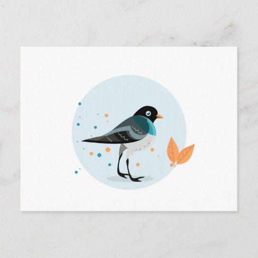 鳥のイラストレーション – 秋の色 ポストカード (正面)