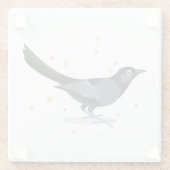 鳥のイラストレーション – 黒い鳥 ガラスコースター (裏面)