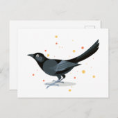 鳥のイラストレーション – 黒鳥 ポストカード (正面/裏面)