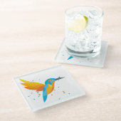 鳥のイラストレーション- Kingfisher ガラスコースター (アングル)