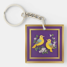🕊️ 鳥のイラスト入りゴールドフレームのギフト用キーホルダー 🕊️ キーホルダー