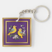 🕊️ 鳥のイラスト入りゴールドフレームのギフト用キーホルダー 🕊️ キーホルダー (裏面)