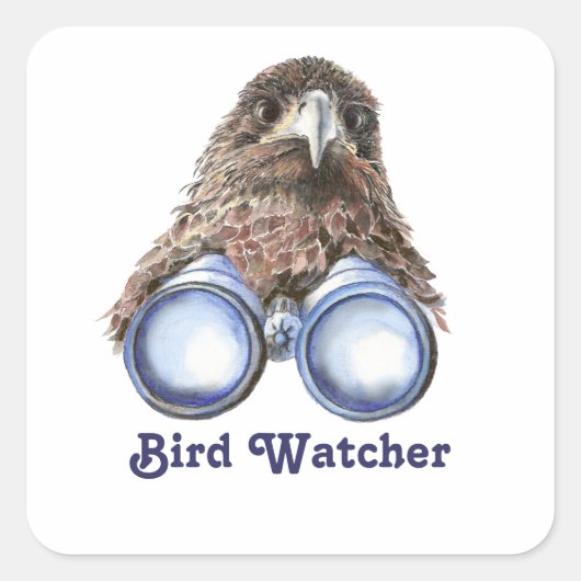 鳥のウォッチャーあなたを見て動物のユーモアの水の色 スクエアシール (正面)