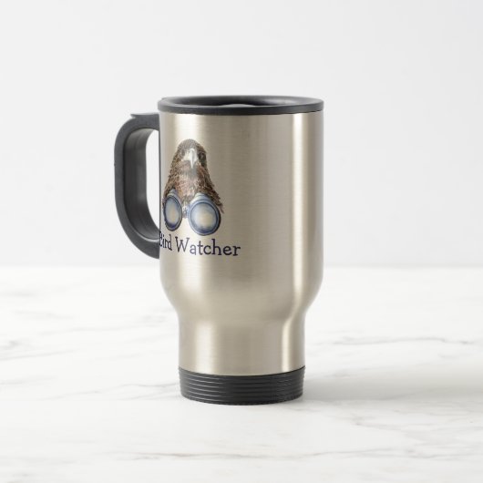 鳥のウォッチャーあなたを見て動物のユーモアの水の色 トラベルマグ (正面左)