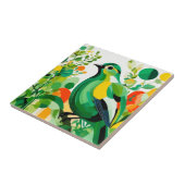 鳥のエレガンス、グリーン抽象芸術バードオンツリーブランチ タイル (側面)