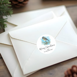 鳥のエレガントクリスマス ラウンドシール