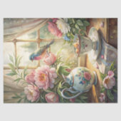 鳥のエレガントピンクの牡丹の夏の窓 薄葉紙 (正面)