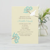 鳥のエレガント赤ちゃんシャワー 招待状 (スタンド正面)