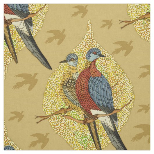 鳥のカップルのヴィンテージの生地 ファブリック (見本)