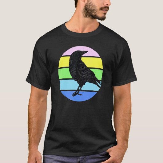 鳥のカラスのシルエットバード Tシャツ (正面)