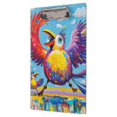 鳥のカラフルアート抽象芸術の巨大な可愛いおもしろい クリップボード (左)