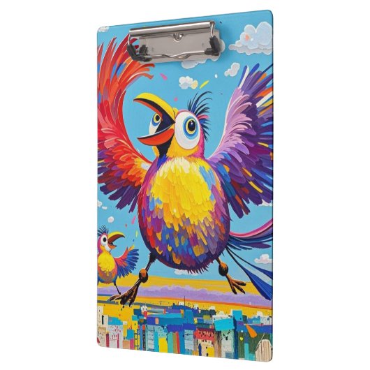 鳥のカラフルアート抽象芸術の巨大な可愛いおもしろい クリップボード (左)