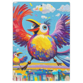 鳥のカラフルアート抽象芸術の巨大な可愛いおもしろい クリップボード (裏面)