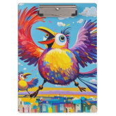 鳥のカラフルアート抽象芸術の巨大な可愛いおもしろい クリップボード (正面)