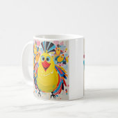 鳥のカラフルアート抽象芸術の巨大な可愛いおもしろい コーヒーマグカップ (正面左)