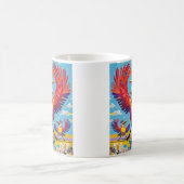 鳥のカラフルアート抽象芸術の巨大な可愛いおもしろい コーヒーマグカップ (中央)