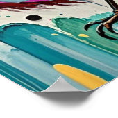 鳥のカラフルアート抽象芸術の巨大な可愛いおもしろい ポスター (角)