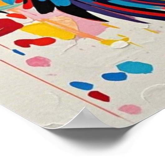 鳥のカラフルアート抽象芸術の巨大な可愛いおもしろい ポスター (角)