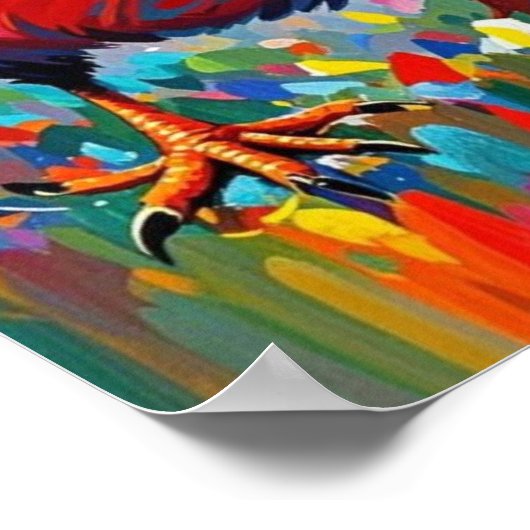 鳥のカラフルアート抽象芸術の巨大な可愛いおもしろい ポスター (角)