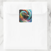 鳥のカラフル孔雀の渦巻く羽 スクエアシール (バッグ)