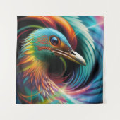 鳥のカラフル孔雀の渦巻く羽 タペストリー (正面)