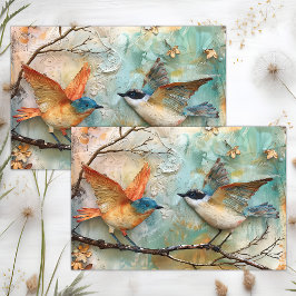 鳥のカラフル混合メディアのデコページ 薄葉紙