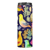 鳥のカラフル花の模様の青い装飾 タンブラー (裏面)