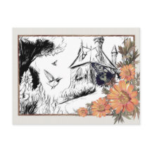 鳥のカラーリングカード | 絵葉書©