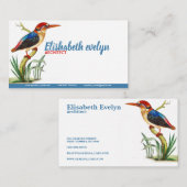 鳥のキングフィッシャーヴィンテージアート 名刺 (正面/裏面)