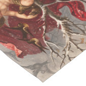 鳥のクリスマスと冬の木の翼のあるケルブ ショートテーブルランナー (コーナー)