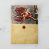 鳥のクリスマスと冬の木の翼のあるケルブ シーズンカード (内部)