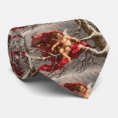 鳥のクリスマスと冬の木の翼のあるケルブ ネクタイ (ロール)