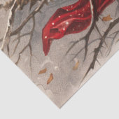 鳥のクリスマスと冬の木の翼のあるケルブ 薄葉紙 (詳細)