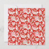 鳥のクリスマスと赤スカンジナビアの民俗パターン 招待状 (裏面)