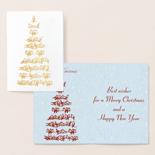 鳥のクリスマスツリー 箔カード (ディスプレー)