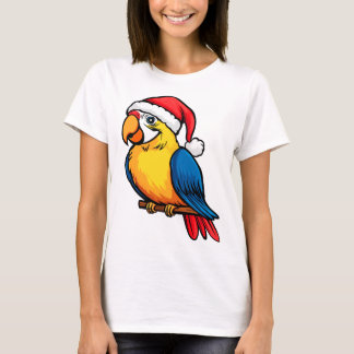 鳥のクリスマス / サンタクロースのオウム Tシャツ