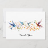 鳥のグラフィック飛んでいるパターン サンキューカード (正面)