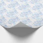 鳥のケージアクアパターン（の模様が）あるブルー結婚のラップ ラッピングペーパー (角)