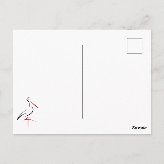 鳥のコウノトリアジア自然桜オリエンタルデコール ポストカード (裏面)