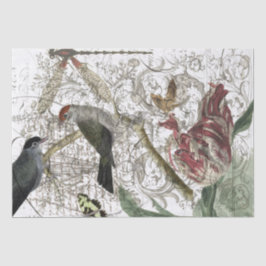 鳥のコラージュ 薄葉紙