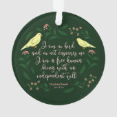 鳥のシャーロット緑の花のBronteジェーンEyreの引用文 オーナメント (裏面)