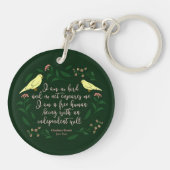 鳥のシャーロット緑の花のBronteジェーンEyreの引用文 キーホルダー (裏面)
